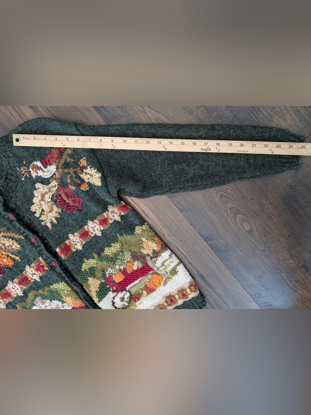 Heirloom Collectibles Women’s Fall Thanksgiving Knit Cardigan Green Size Small - Picture 9 of 9